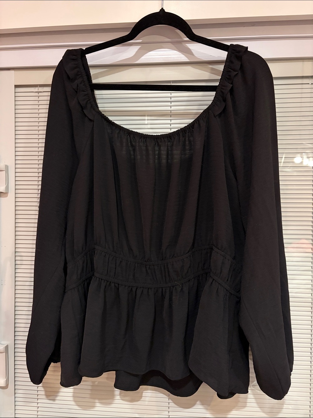 Nine West Black Peasant Top Size XXL